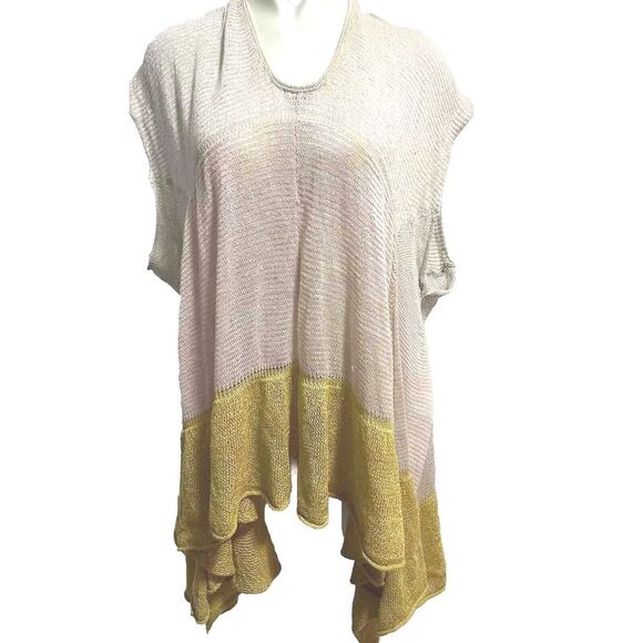 Free People Storm Clouds Oversized Tunic Medium Cream Yellow Knit Flowy Boho‎ - Picture 1 of 9